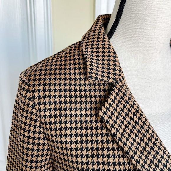 Ann Taylor Size 00 Houndstooth Caramel Brown Gold Button Side Pocket Winter Coat - Picture 5 of 14